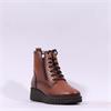 Pepe Saenz Sara Lace Zip Wedge Boot - Tan Leather